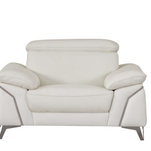 Three Piece Indoor White Italian Leather Six Person Seating Set