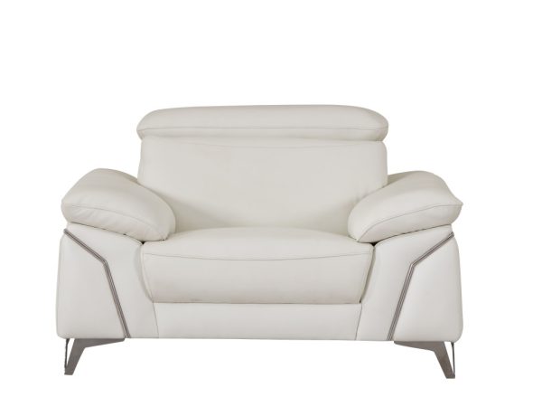 Three Piece Indoor White Italian Leather Six Person Seating Set