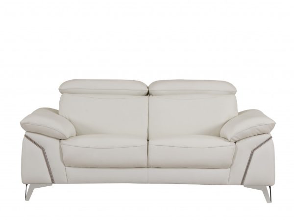 Three Piece Indoor White Italian Leather Six Person Seating Set - Image 2