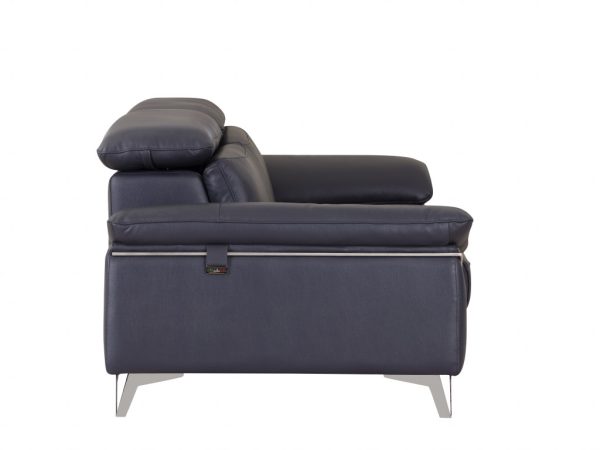 Three Piece Indoor Blue Italian Leather Six Person Seating Set - Image 4