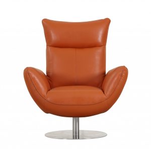 43" Orange Contemporary Leather Lounge Chair