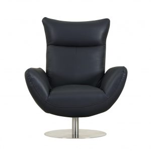 43" Navy Contemporary Leather Lounge Chair