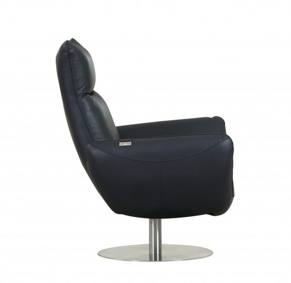 43" Navy Contemporary Leather Lounge Chair - Image 3