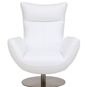 43" White Contemporary Leather Lounge Chair