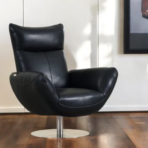 43" Black Contemporary Leather Lounge Chair