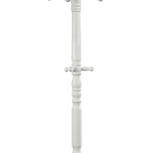 White Solid Wood Coat Rack With Triple Tiered Coat Stand