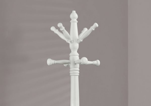 White Solid Wood Coat Rack With Triple Tiered Coat Stand - Image 2