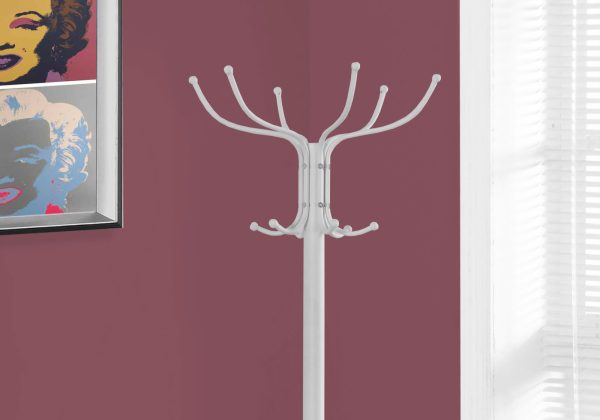 18" X 18" X 70" White  Metal  Coat Rack - Image 2