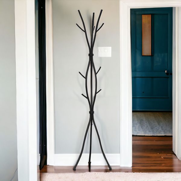74" Black Metal Modern Tree Branch Coat Rack - Image 2