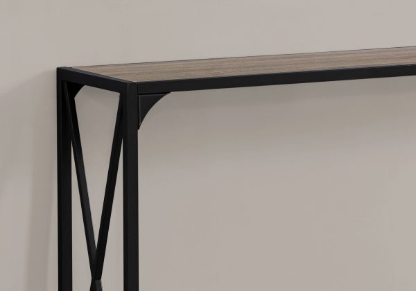 48" Taupe and Black Console Table With Shelves - Image 3