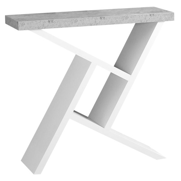 36" Gray and White Abstract Console Table With Shelves