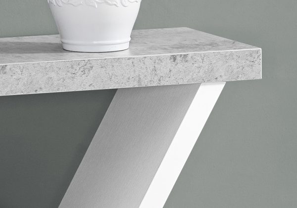 36" Gray and White Abstract Console Table With Shelves - Image 3