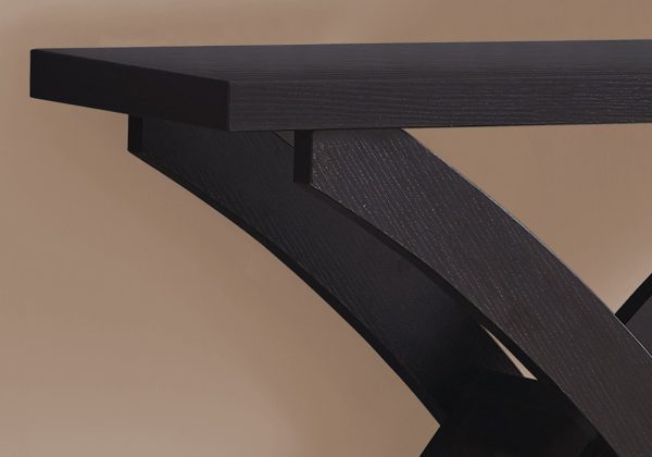 31" Espresso Cross Leg Console Table With Shelves - Image 3