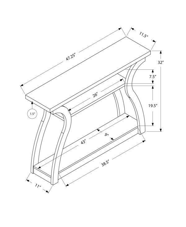 47" White Floor Shelf Console Table With Shelves - Image 4