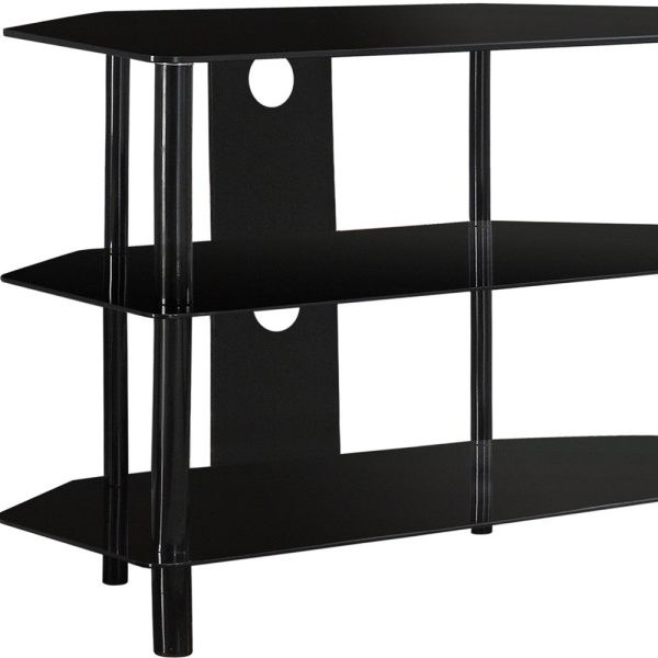36" Black Metal Open Shelving TV Stand - Image 4