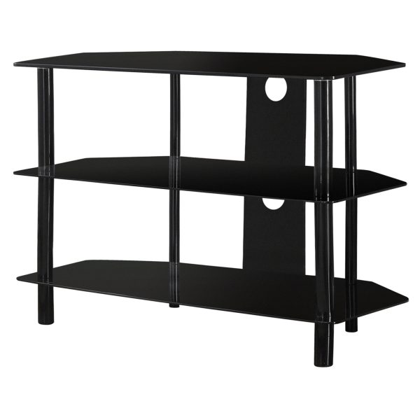36" Black Metal Open Shelving TV Stand - Image 3