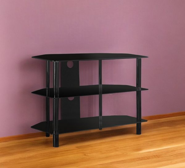 36" Black Metal Open Shelving TV Stand - Image 2