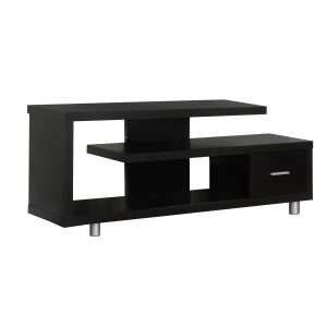 60" Dark Brown Cabinet Enclosed Storage TV Stand