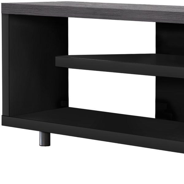 16" Black and Gray Open Shelving TV Stand - Image 4