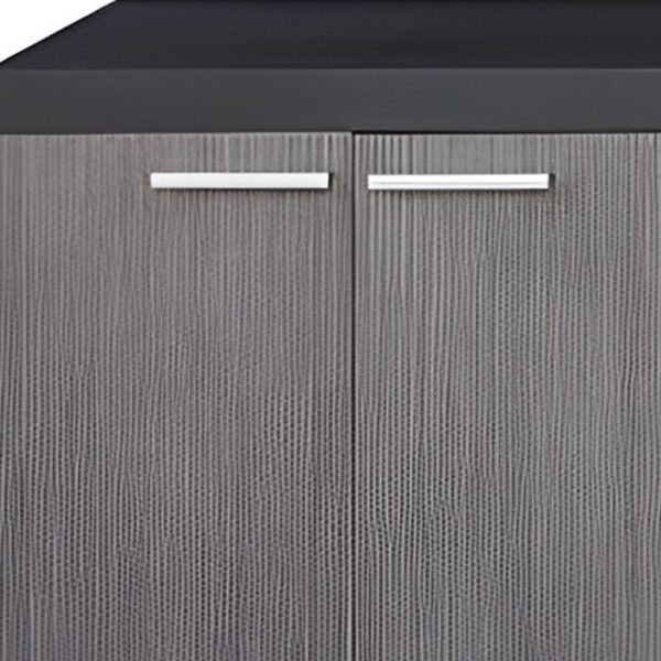 60" Black and Gray Cabinet Enclosed Storage TV Stand - Image 4