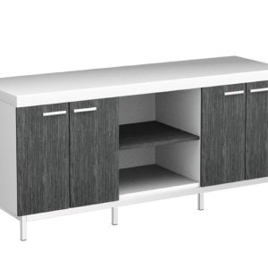 60" Gray and White Cabinet Enclosed Storage TV Stand