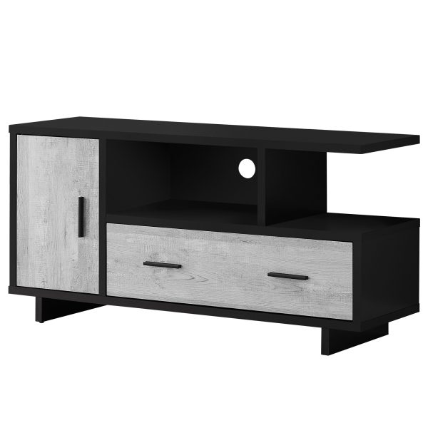 47" Black and Gray Open Shelving TV Stand - Image 3