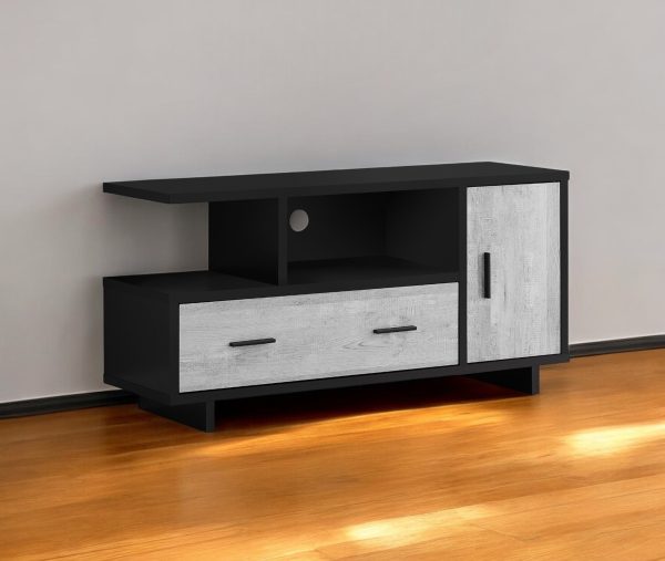 47" Black and Gray Open Shelving TV Stand - Image 2