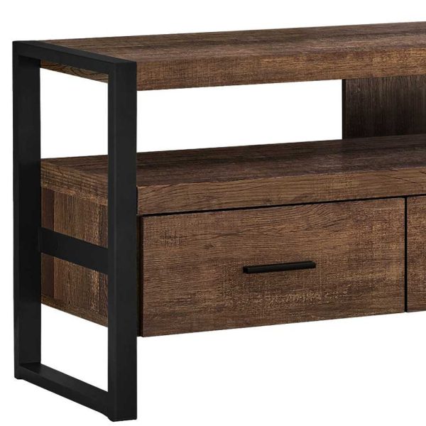 59" Brown and Black Cabinet Enclosed Storage TV Stand - Image 4