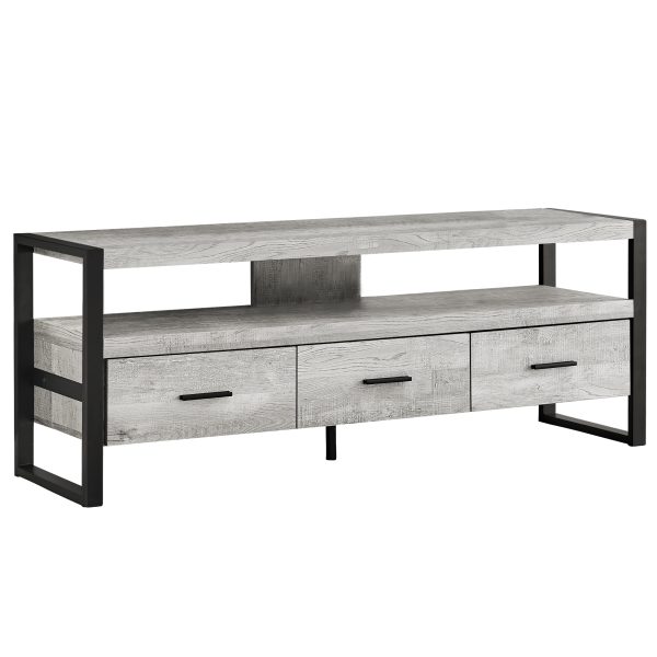 59" Black and Gray Cabinet Enclosed Storage TV Stand