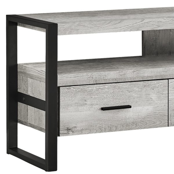 59" Black and Gray Cabinet Enclosed Storage TV Stand - Image 4