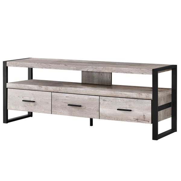 59" Brown and Black Cabinet Enclosed Storage TV Stand - Image 3
