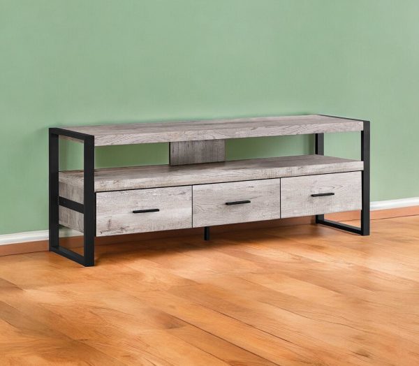 59" Brown and Black Cabinet Enclosed Storage TV Stand - Image 2