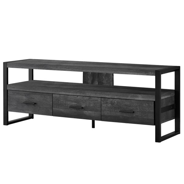 59" Black Cabinet Enclosed Storage TV Stand - Image 3