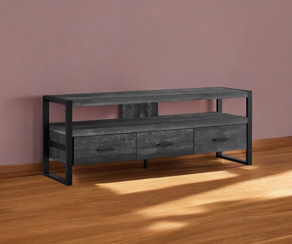 59" Black Cabinet Enclosed Storage TV Stand - Image 2