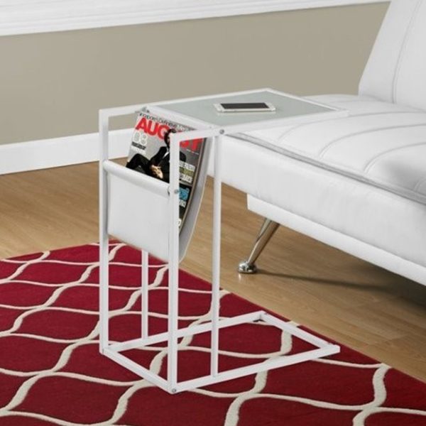 White Modern Metal And Glass Tv Table - Image 3