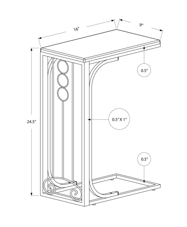 16" X 9" X 24.5" Cherrywhite Mdf Top And Metal Base Accent Table - Image 4