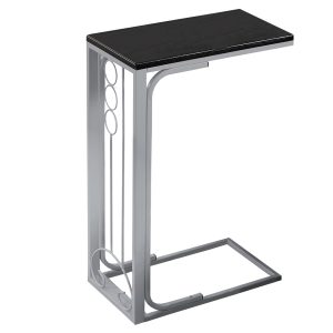 16" X 9" X 24.5" Blacksilver Mdf And Metal Accent Table