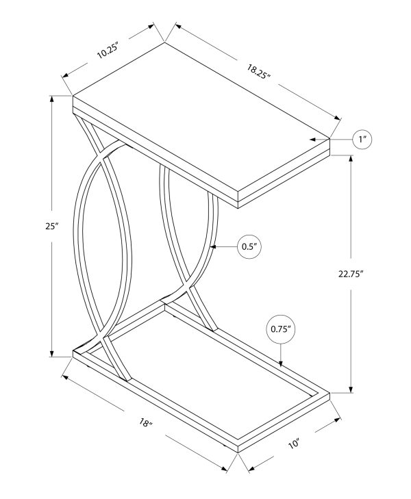18.25" X 10.25" X 25" White Mdf Metal Accent Table - Image 3