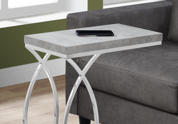 18.25" X 10.25" X 25" Grey Mdf Laminate Metal Accent Table - Image 2