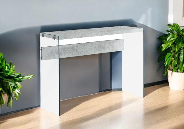 44" Gray And Clear Solid Console Table - Image 4