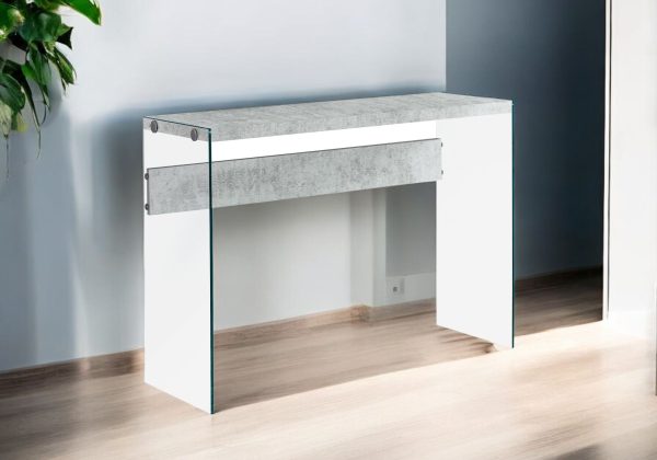 44" Gray And Clear Solid Console Table - Image 3