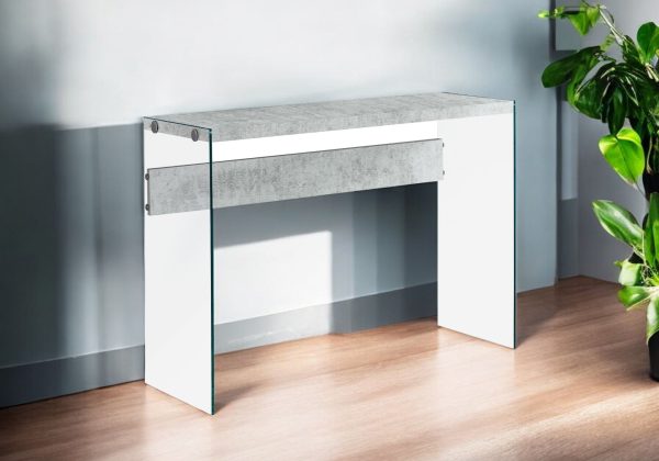 44" Gray And Clear Solid Console Table - Image 2