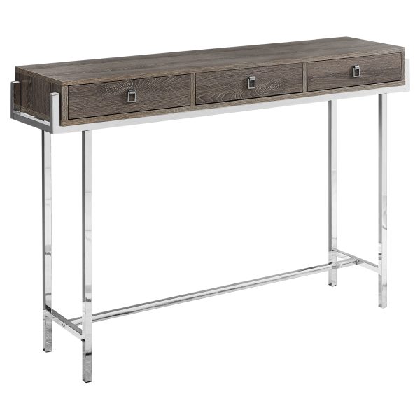 48" Taupe and Silver Console Table And Drawers