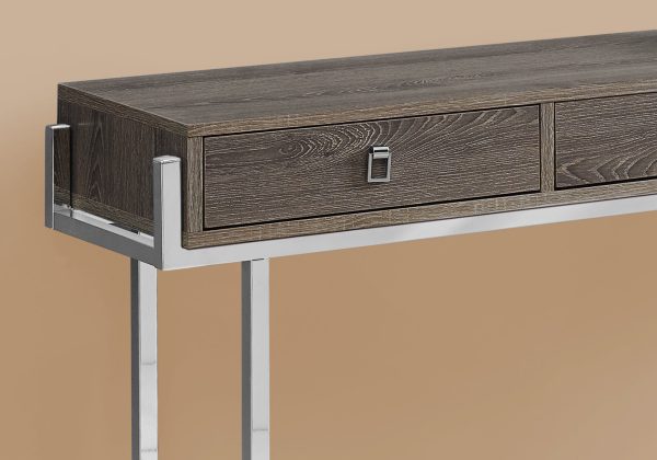 48" Taupe and Silver Console Table And Drawers - Image 3