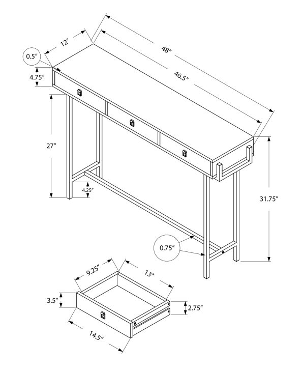 48" Taupe and Silver Console Table And Drawers - Image 4