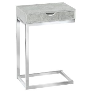 10.25" X 15.75" X 24.5" Grey Finish And Laminated Metal Accent Table