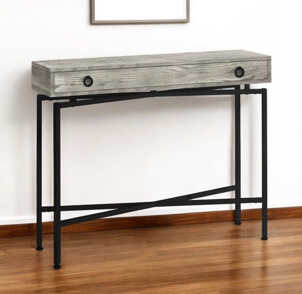 43" Gray And Black Cross Leg Console Table - Image 2