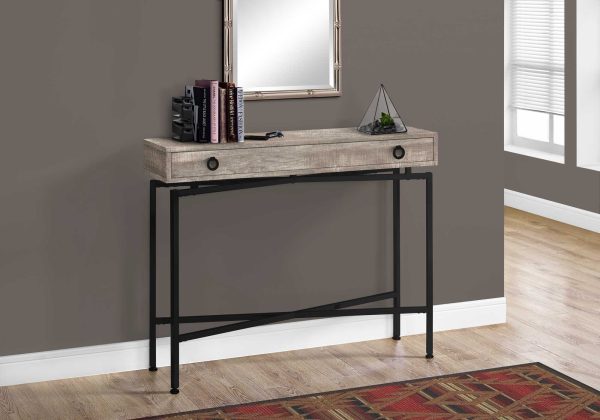 43" Taupe And Black Cross Leg Console Table - Image 3