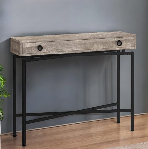 43" Taupe And Black Cross Leg Console Table - Image 2