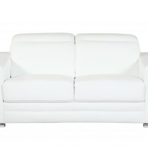 Two Piece Indoor White Italian Leather Five Person Seating Set